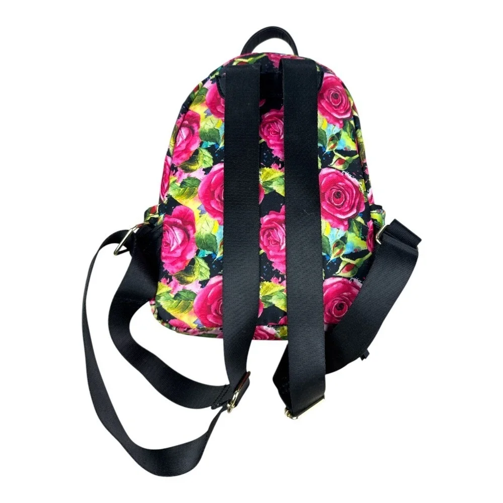 Juicy Couture Rosie Mini Backpack Black Pink Floral Rose Gold Logo Y2K Girly